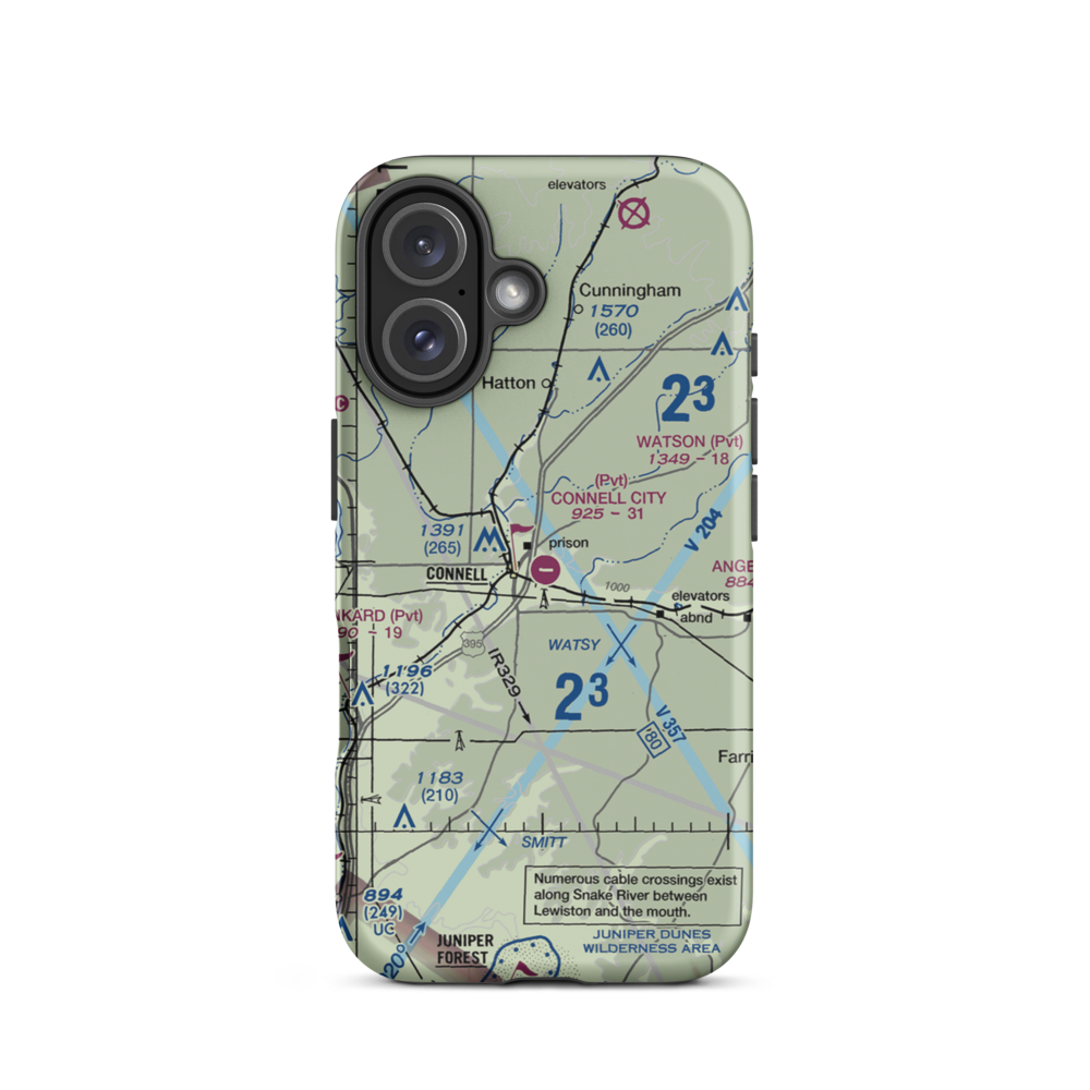 Connell City Airport (WA14) VFR Sectional  Tough iPhone Case iPhone 16 model shown