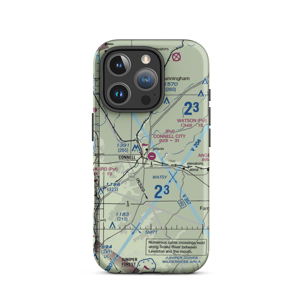 Connell City Airport (WA14) VFR Sectional  Tough iPhone Case iPhone 16 Pro model shown