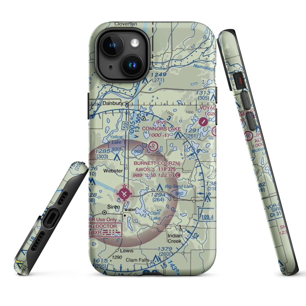 Connor'S Lake Landing (2WS2) VFR Sectional  Tough iPhone Case iPhone 15 Plus model shown