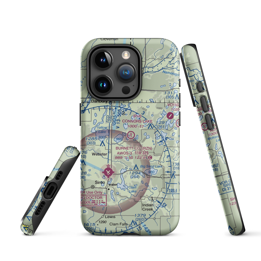 Connor'S Lake Landing (2WS2) VFR Sectional  Tough iPhone Case iPhone 15 Pro model shown