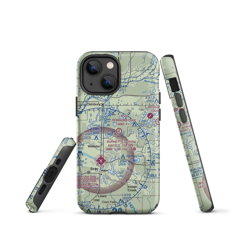 Connor'S Lake Landing (2WS2) VFR Sectional  Tough iPhone Case iPhone 13 mini model shown