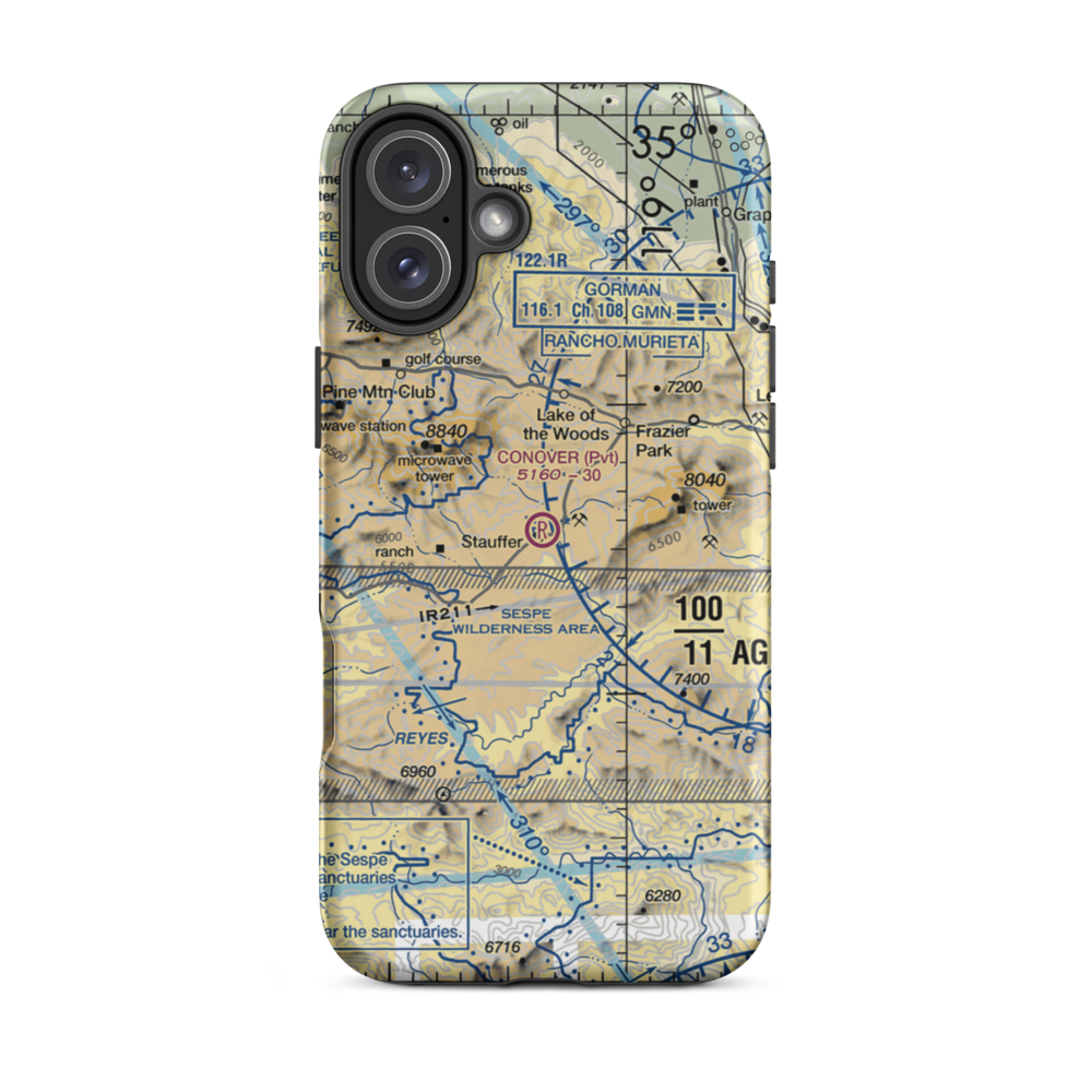 Conover Air Lodge Airport (02CL) VFR Sectional  Tough iPhone Case iPhone 16 Plus model shown