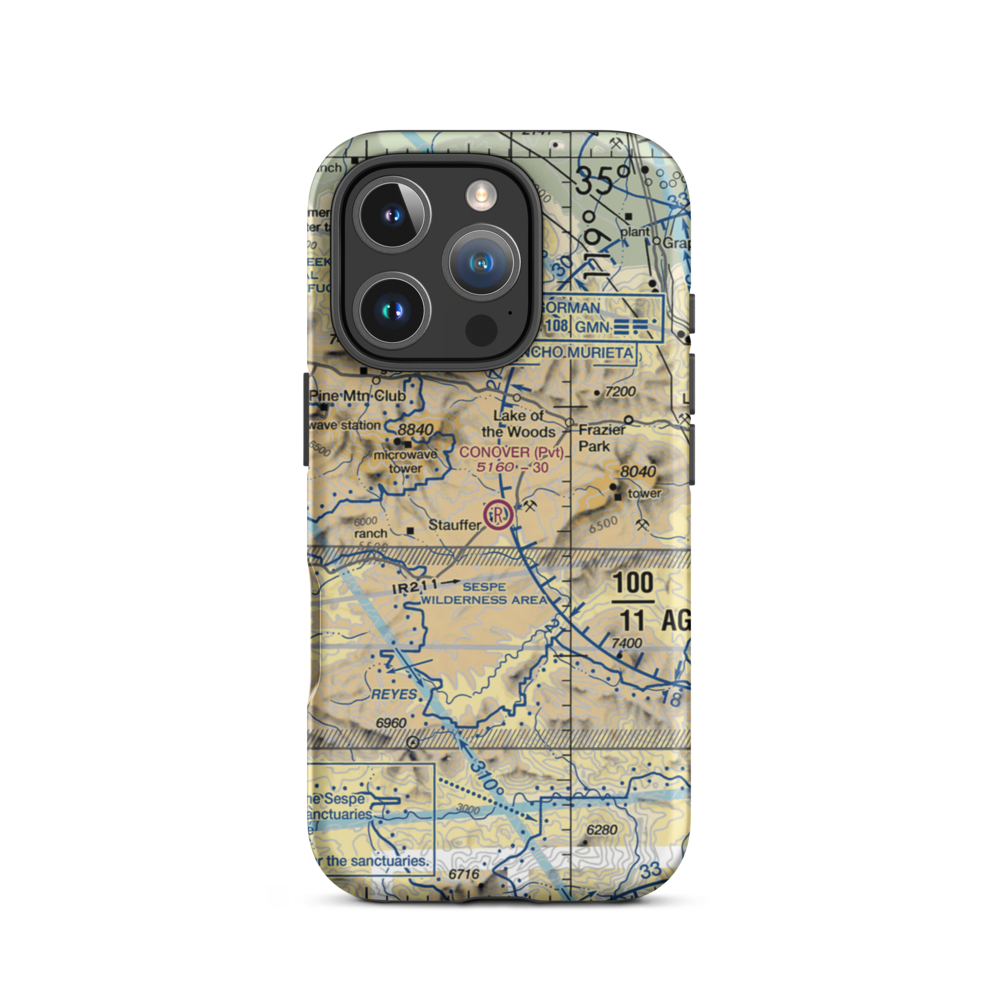 Conover Air Lodge Airport (02CL) VFR Sectional  Tough iPhone Case iPhone 16 Pro model shown
