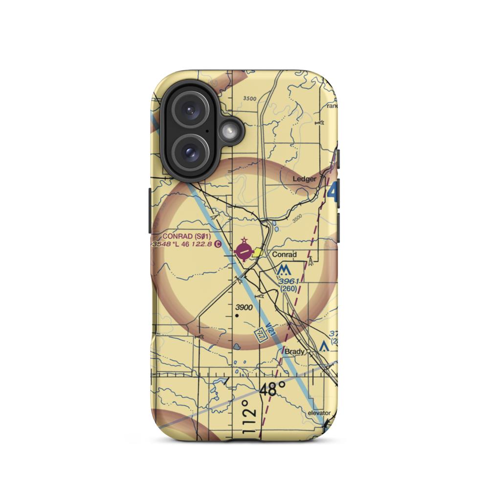 Conrad Airport (S01) VFR Sectional  Tough iPhone Case iPhone 16 model shown