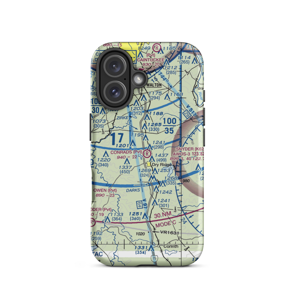 Conrads Airport (19KY) VFR Sectional  Tough iPhone Case iPhone 16 model shown