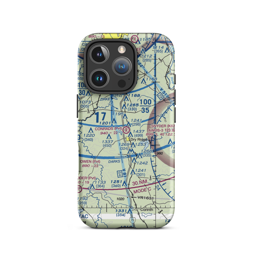 Conrads Airport (19KY) VFR Sectional  Tough iPhone Case iPhone 16 Pro model shown