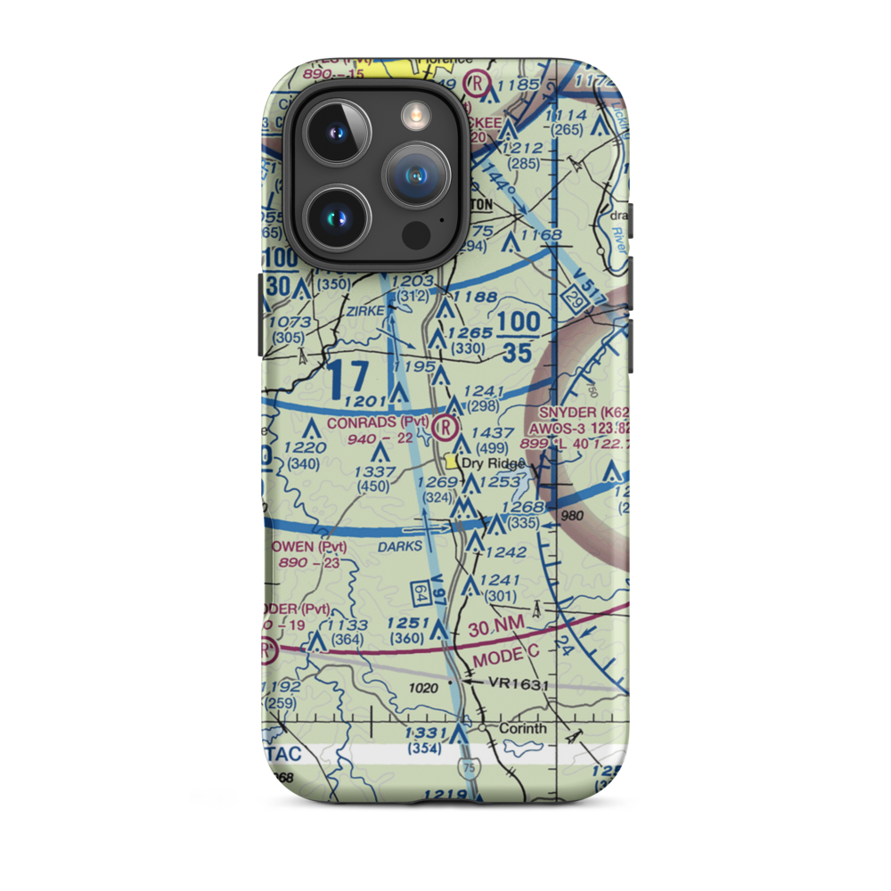 Conrads Airport (19KY) VFR Sectional  Tough iPhone Case iPhone 16 Pro Max model shown