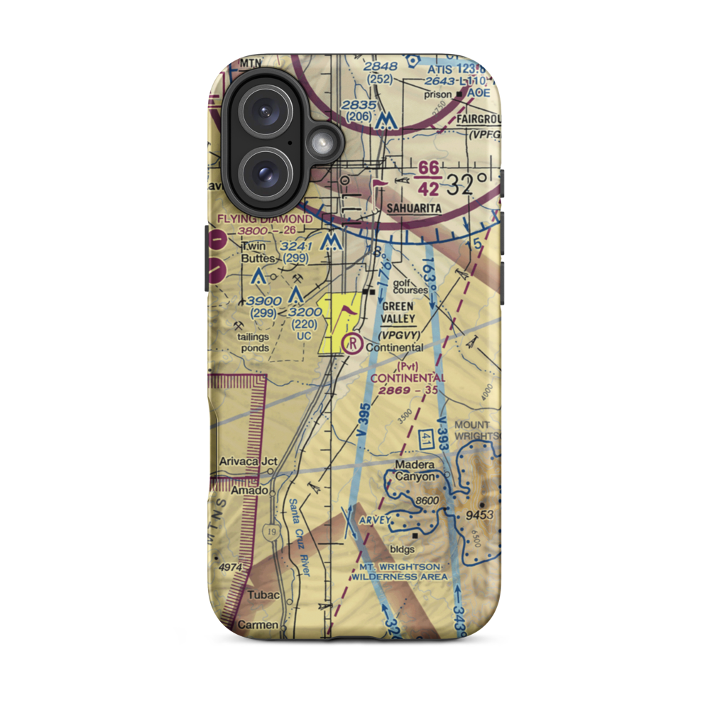 Continental Airport (35AZ) VFR Sectional  Tough iPhone Case iPhone 16 Plus model shown