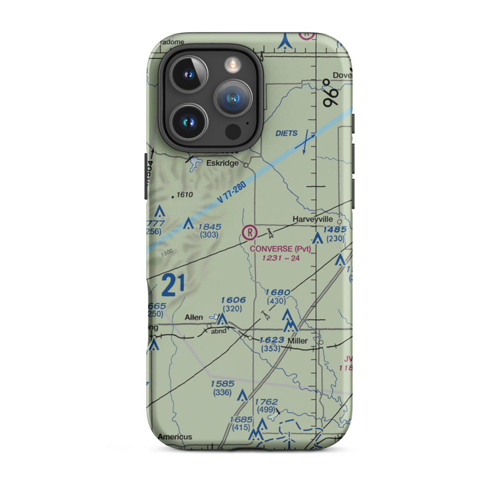 Converse Farm Airport (SN47) VFR Sectional  Tough iPhone Case iPhone 16 Pro Max model shown