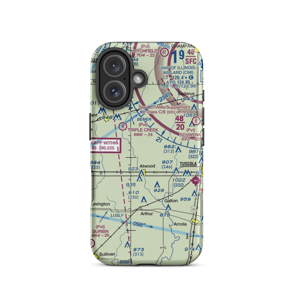 Cooch Landing Area Airport (IL31) VFR Sectional  Tough iPhone Case iPhone 16 model shown