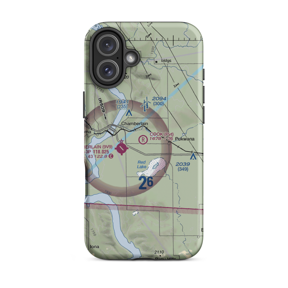 Cook Field (SD44) VFR Sectional  Tough iPhone Case iPhone 16 Plus model shown