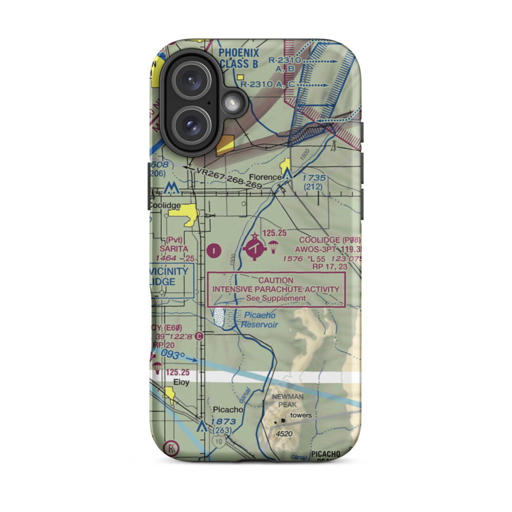 Coolidge Municipal Airport (P08) VFR Sectional  Tough iPhone Case iPhone 16 Plus model shown