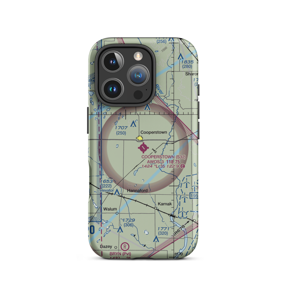 Cooperstown Municipal Airport (S32) VFR Sectional  Tough iPhone Case iPhone 16 Pro model shown