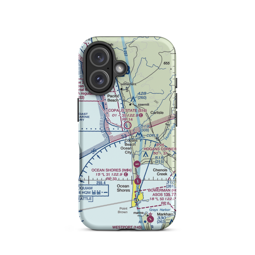 Copalis State Airport (S16) VFR Sectional  Tough iPhone Case iPhone 16 model shown