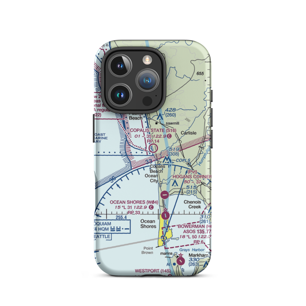 Copalis State Airport (S16) VFR Sectional  Tough iPhone Case iPhone 16 Pro model shown