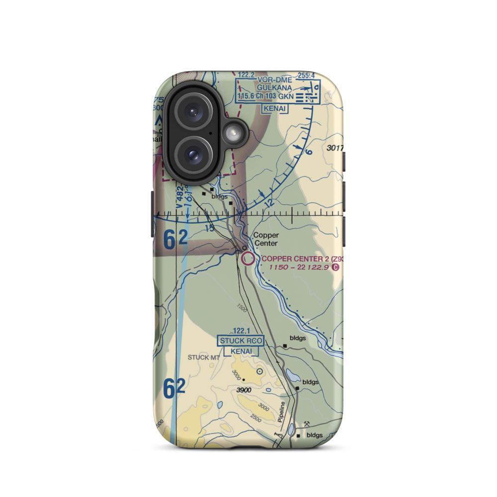 Copper Center 2 Airport (Z93) VFR Sectional  Tough iPhone Case iPhone 16 model shown