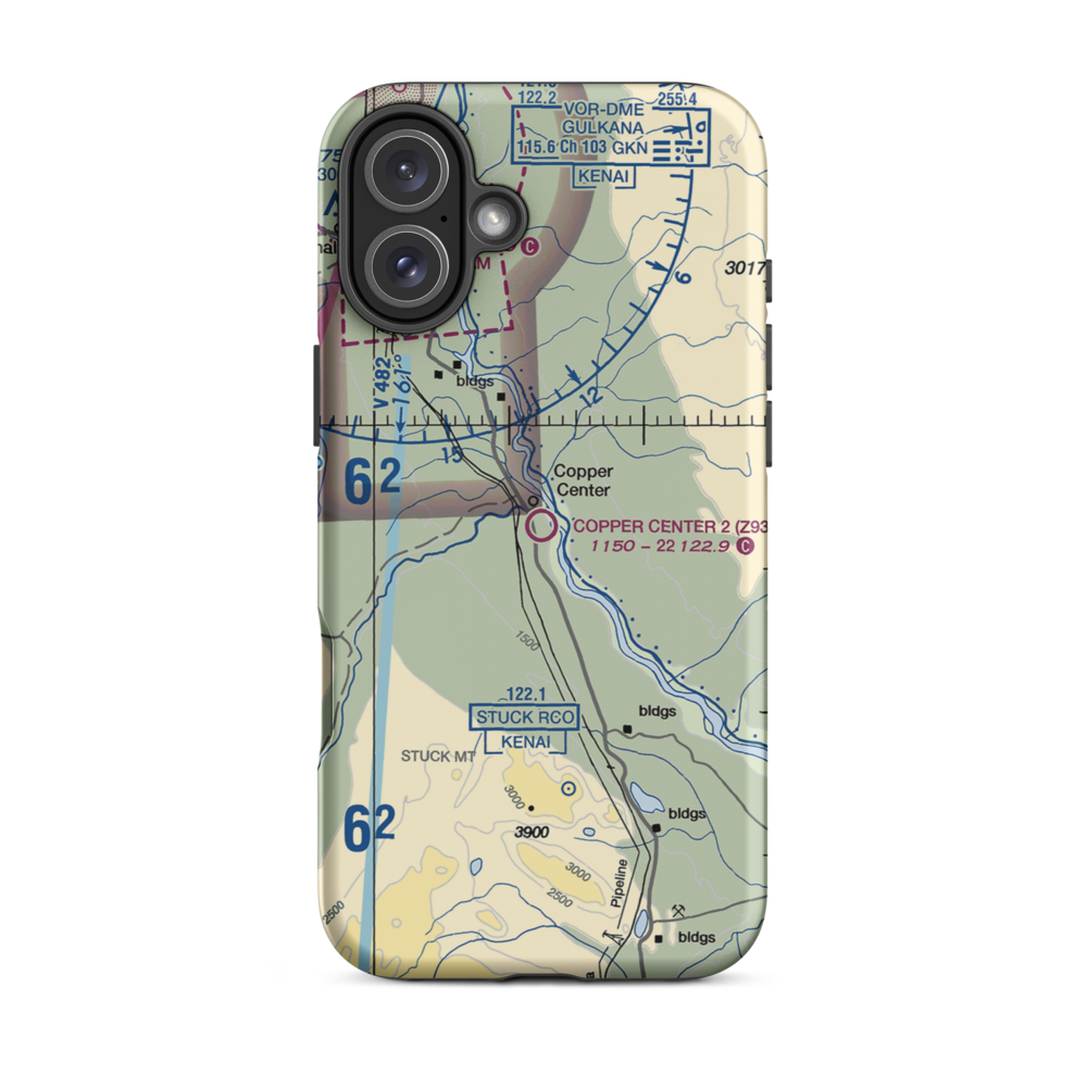Copper Center 2 Airport (Z93) VFR Sectional  Tough iPhone Case iPhone 16 Plus model shown