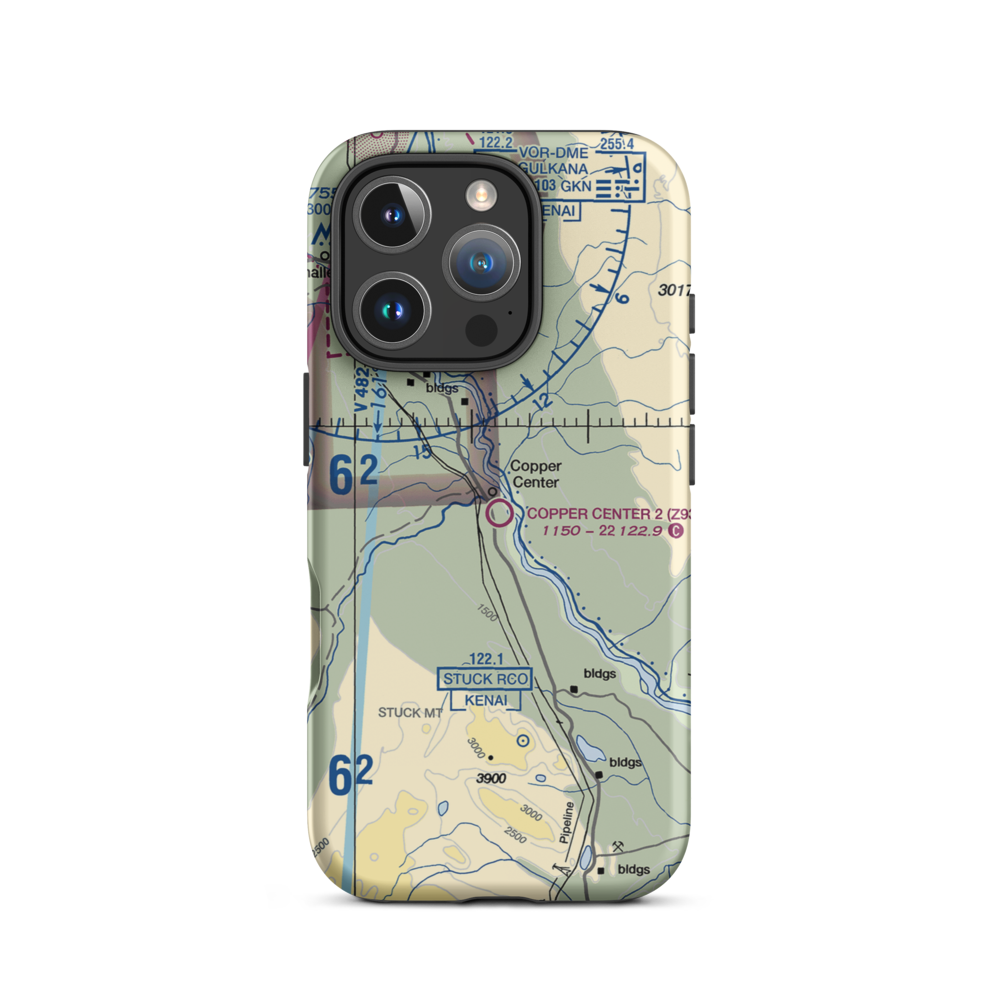 Copper Center 2 Airport (Z93) VFR Sectional  Tough iPhone Case iPhone 16 Pro model shown