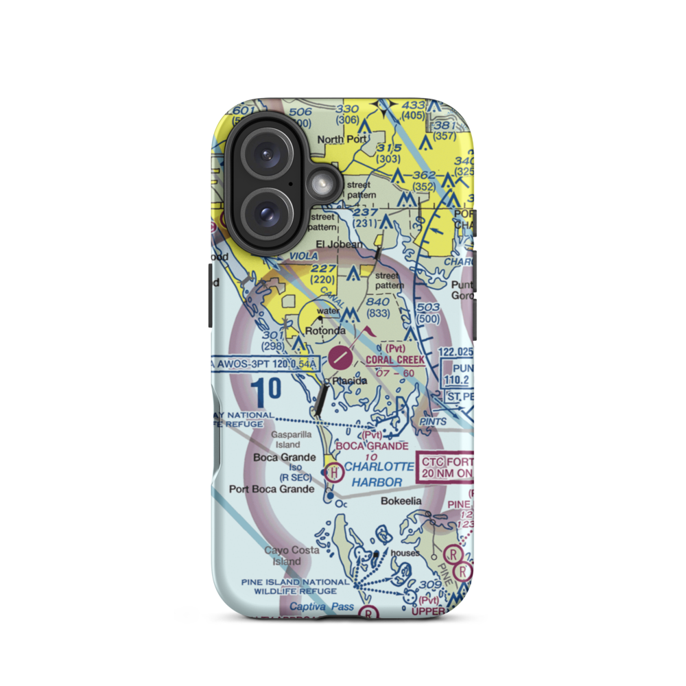 Coral Creek Airport (FA54) VFR Sectional  Tough iPhone Case iPhone 16 model shown