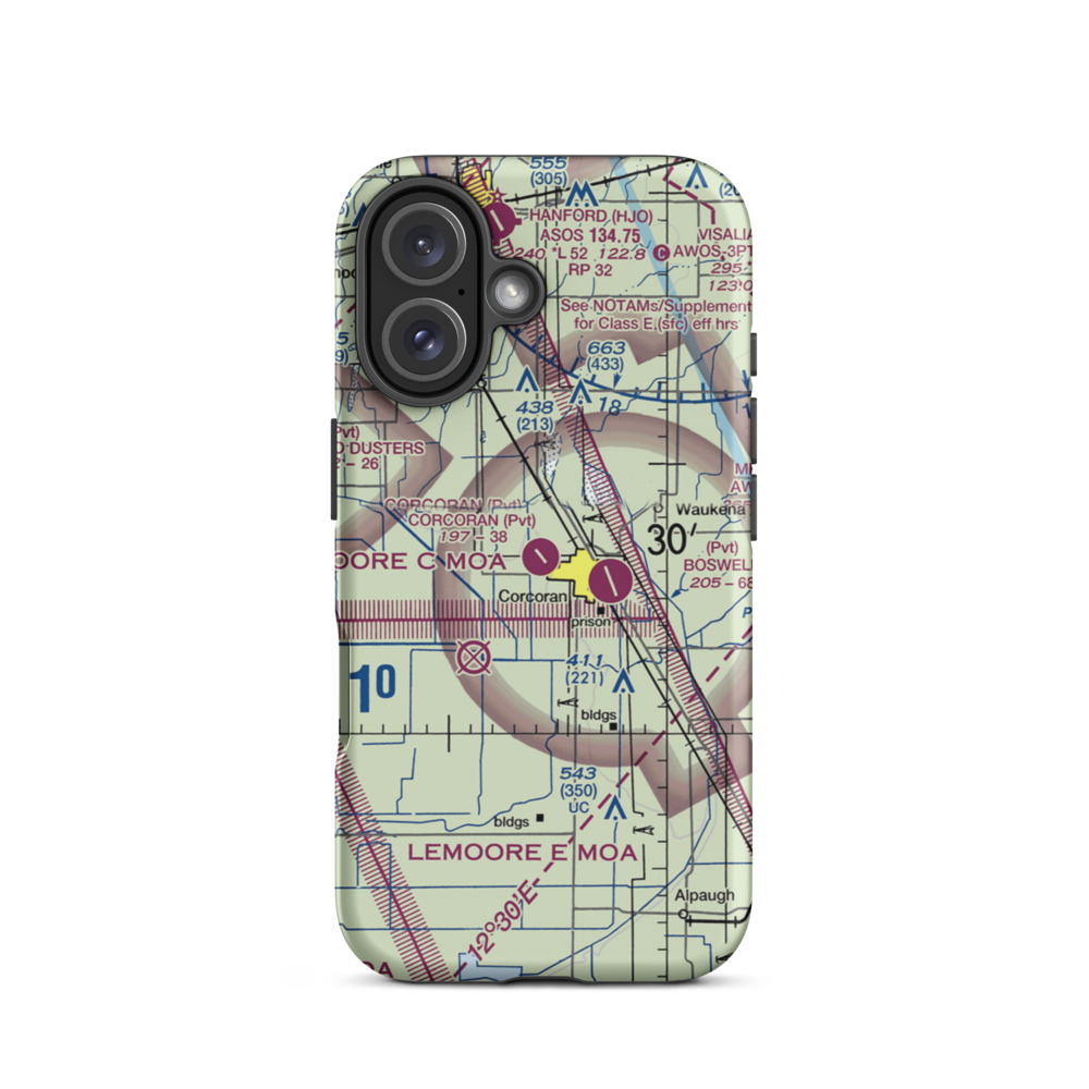Corcoran Airport (43CN) VFR Sectional  Tough iPhone Case iPhone 16 model shown