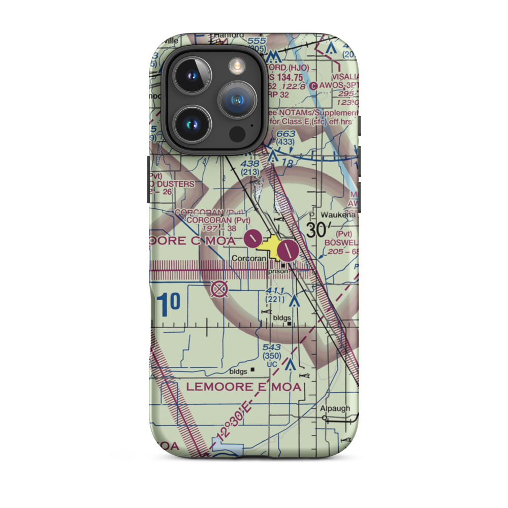 Corcoran Airport (43CN) VFR Sectional  Tough iPhone Case iPhone 16 Pro Max model shown