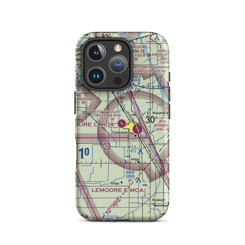 Corcoran Airport (CRO) VFR Sectional  Tough iPhone Case iPhone 16 Pro model shown
