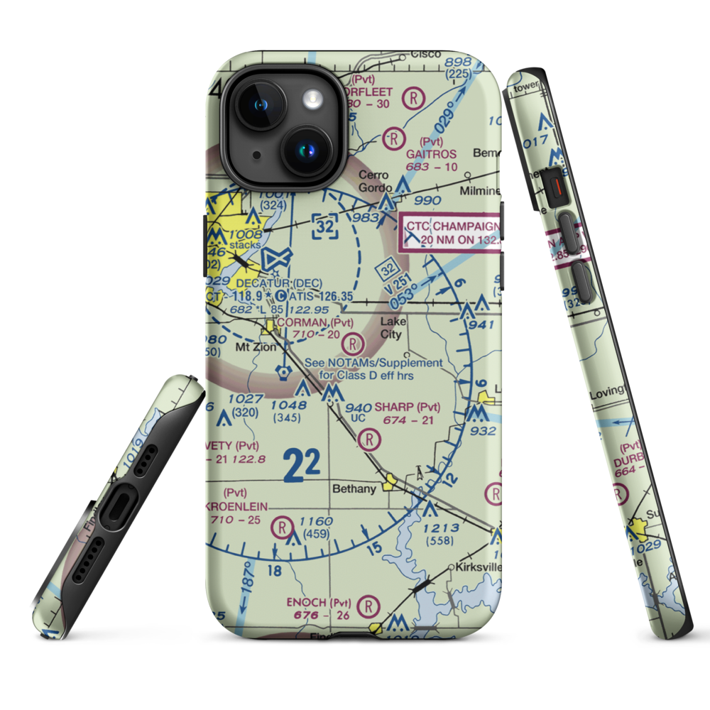 Corman Acres Airport (5IS4) VFR Sectional  Tough iPhone Case iPhone 15 Plus model shown