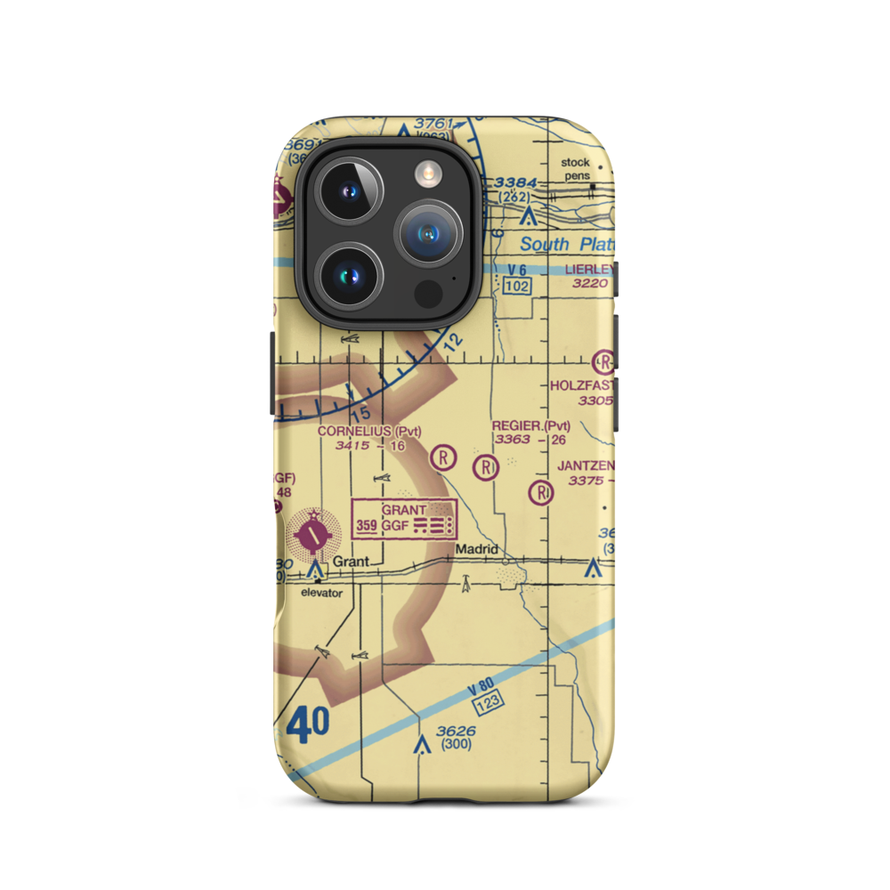 Cornelius Farm Airport (66NE) VFR Sectional  Tough iPhone Case iPhone 16 Pro model shown