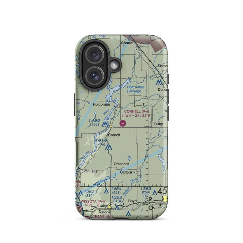 Cornell Municipal Airport (2H3) VFR Sectional  Tough iPhone Case iPhone 16 model shown