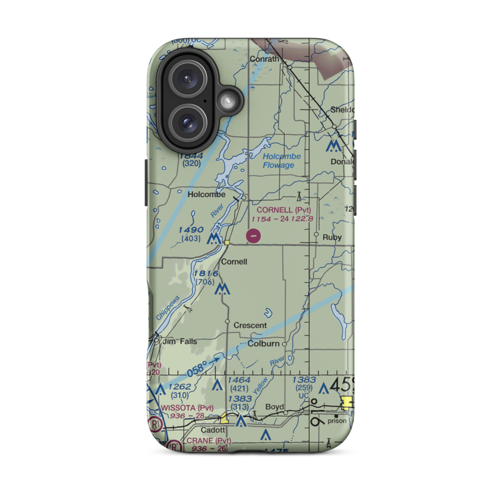 Cornell Municipal Airport (4WI9) VFR Sectional  Tough iPhone Case iPhone 16 Plus model shown