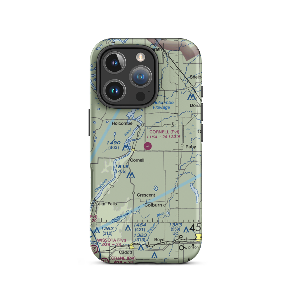 Cornell Municipal Airport (4WI9) VFR Sectional  Tough iPhone Case iPhone 16 Pro model shown