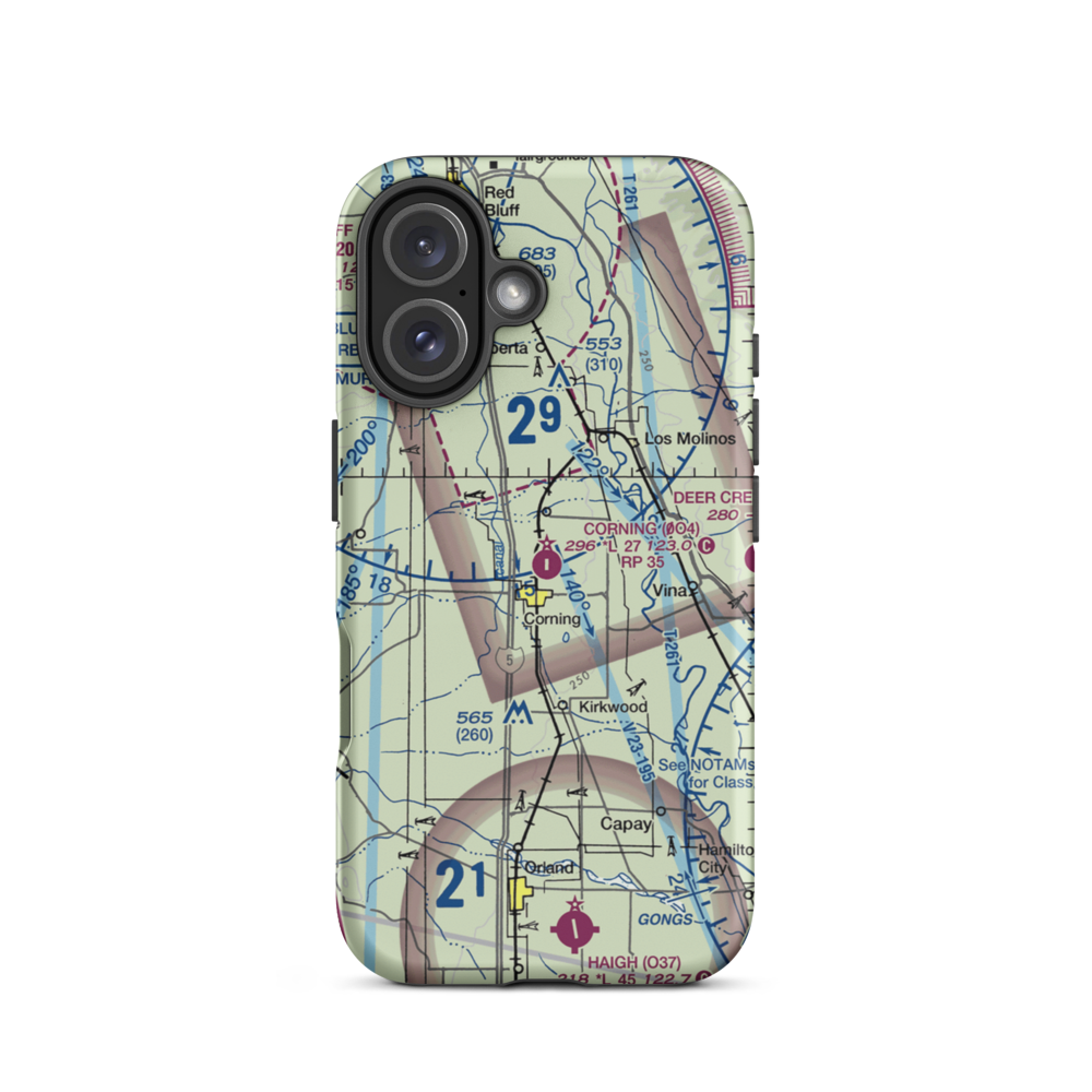 Corning Municipal Airport (0O4) VFR Sectional  Tough iPhone Case iPhone 16 model shown