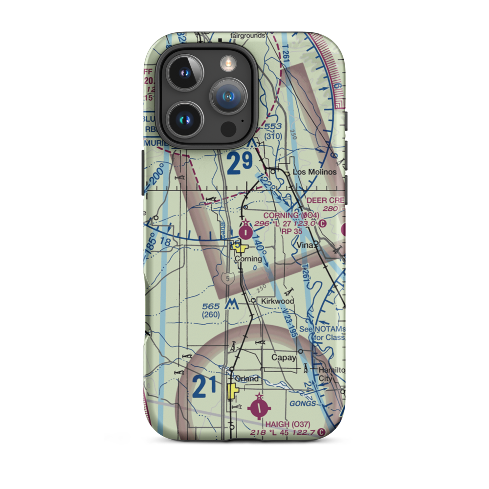 Corning Municipal Airport (0O4) VFR Sectional  Tough iPhone Case iPhone 16 Pro Max model shown
