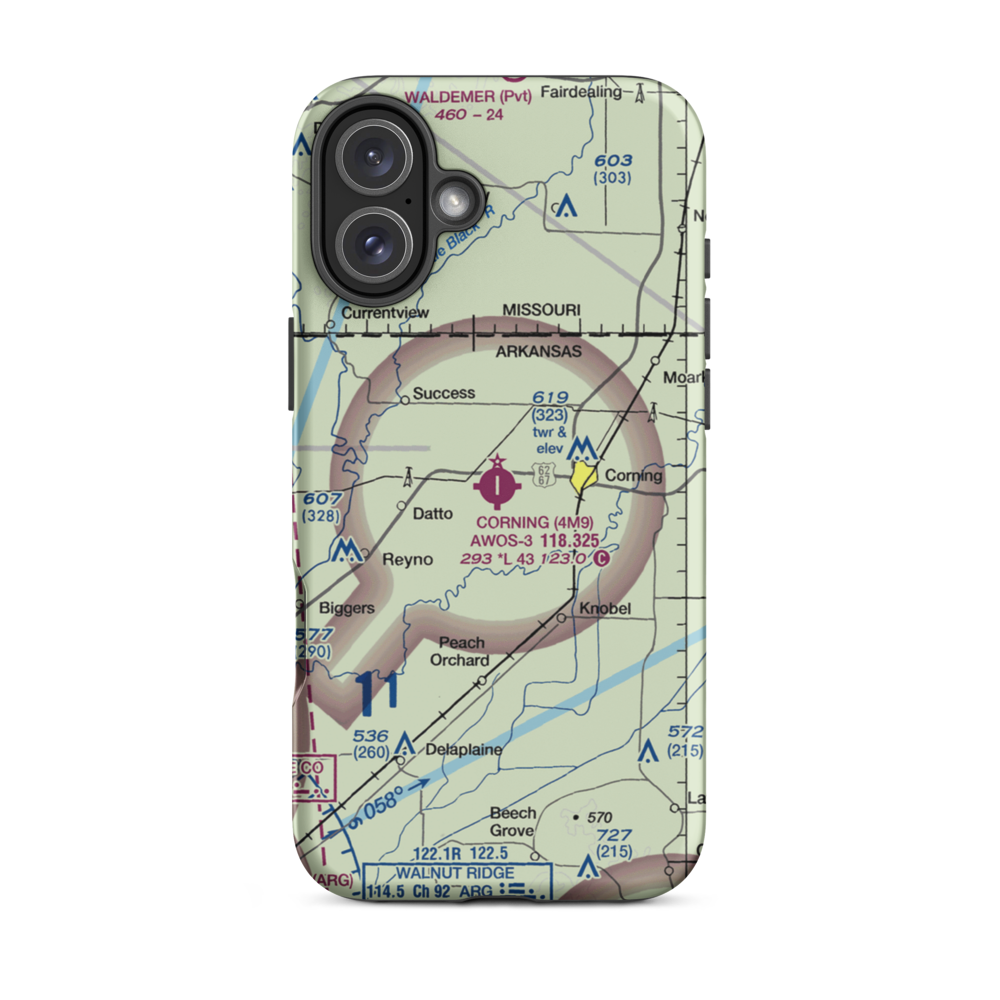 Corning Municipal Airport (4M9) VFR Sectional  Tough iPhone Case iPhone 16 Plus model shown