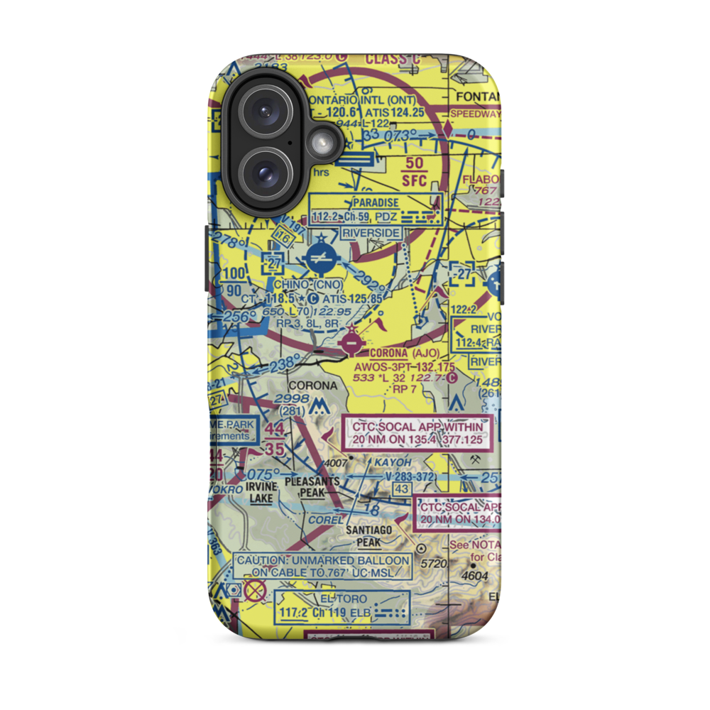 Corona Municipal Airport (AJO) VFR Sectional  Tough iPhone Case iPhone 16 Plus model shown