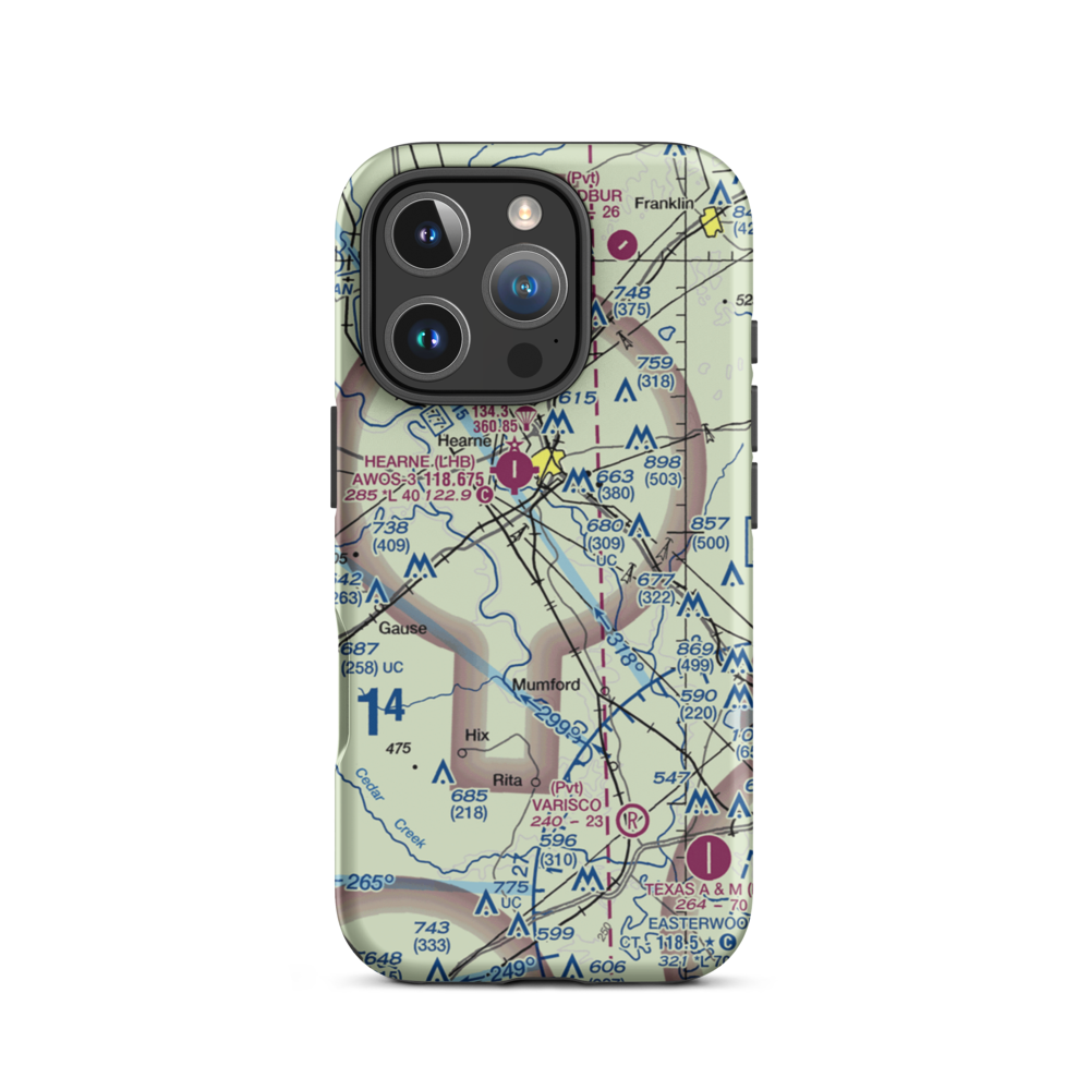 Corpora Airport (1TE5) VFR Sectional  Tough iPhone Case iPhone 16 Pro model shown