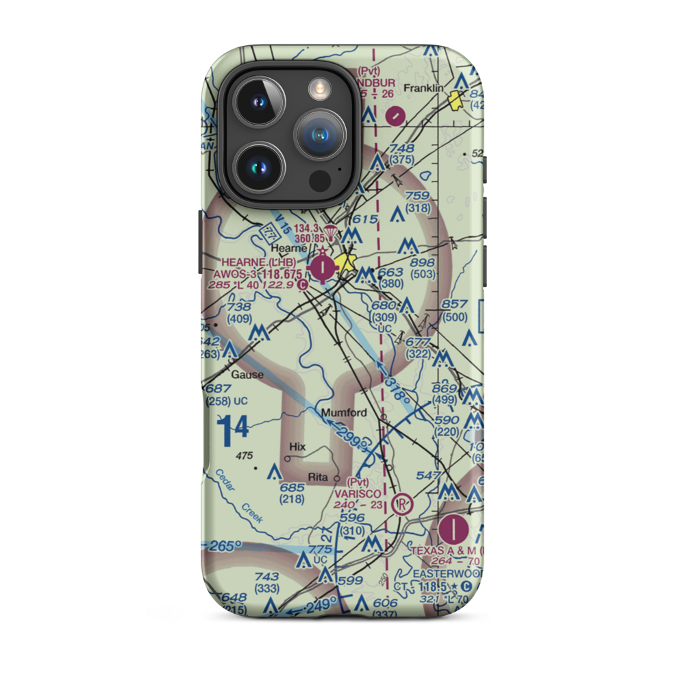 Corpora Airport (1TE5) VFR Sectional  Tough iPhone Case iPhone 16 Pro Max model shown