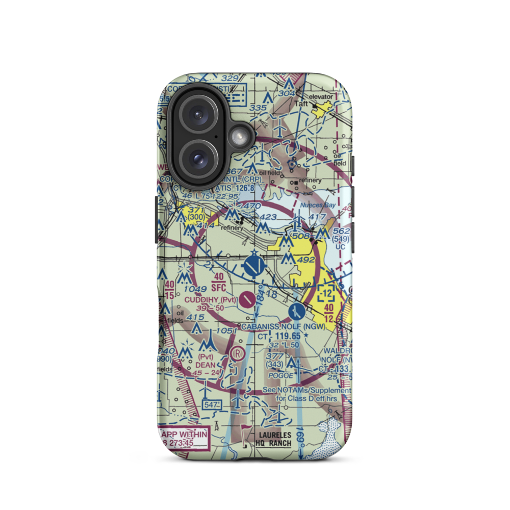 Corpus Christi International Airport (CRP) VFR Sectional  Tough iPhone Case iPhone 16 model shown