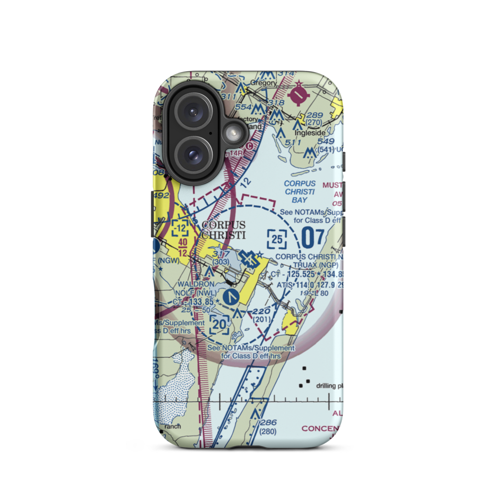 Corpus Christi Naval Air Station/Truax Field (NGP) VFR Sectional  Tough iPhone Case iPhone 16 model shown