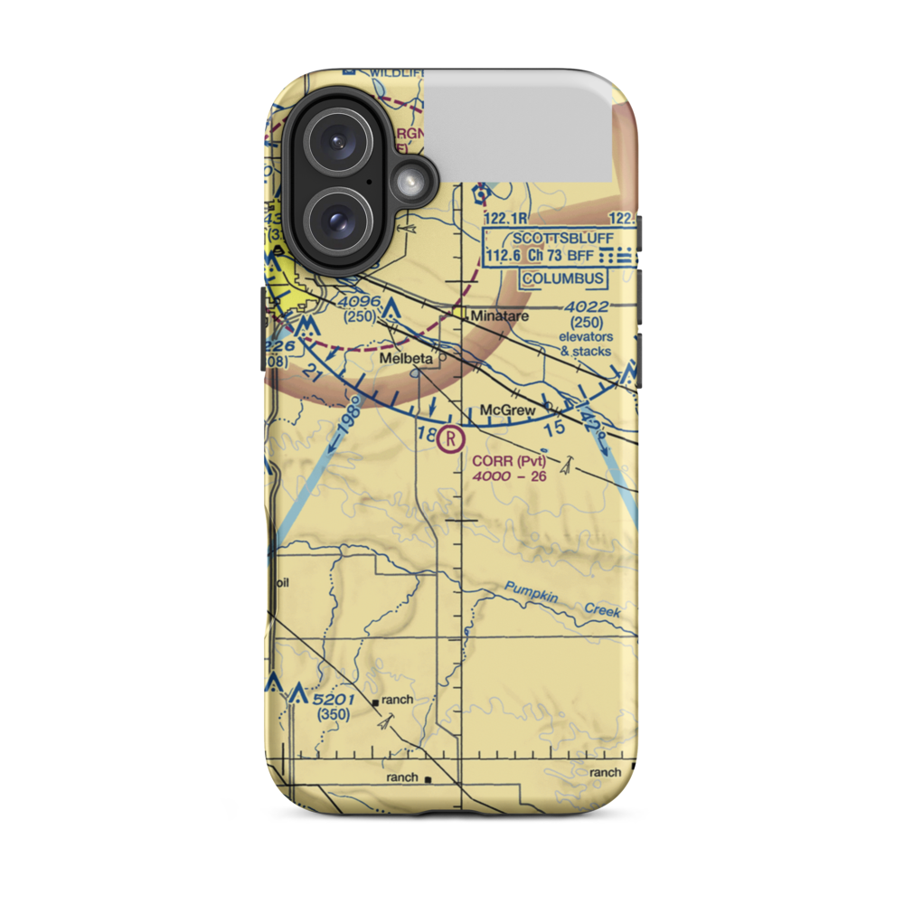 Corr Airport (25NE) VFR Sectional  Tough iPhone Case iPhone 16 Plus model shown