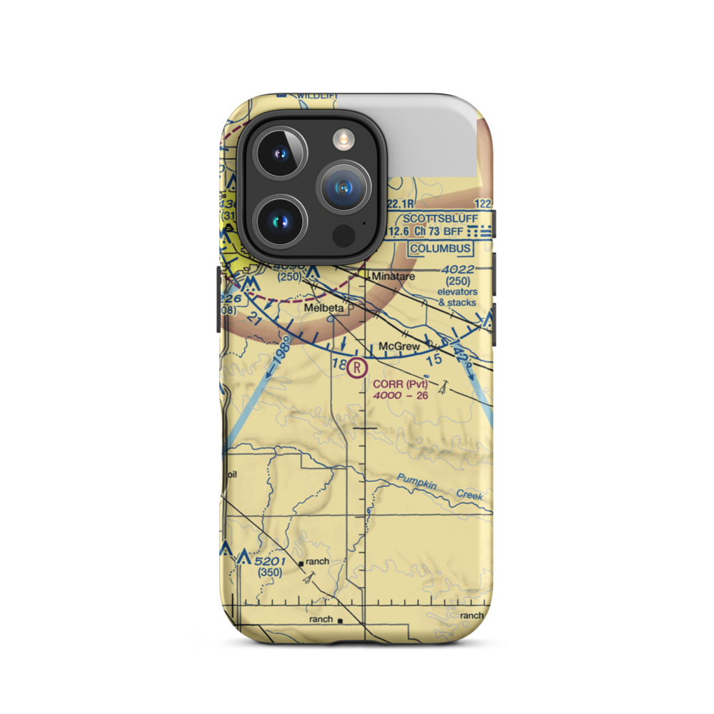 Corr Airport (25NE) VFR Sectional  Tough iPhone Case iPhone 16 Pro model shown