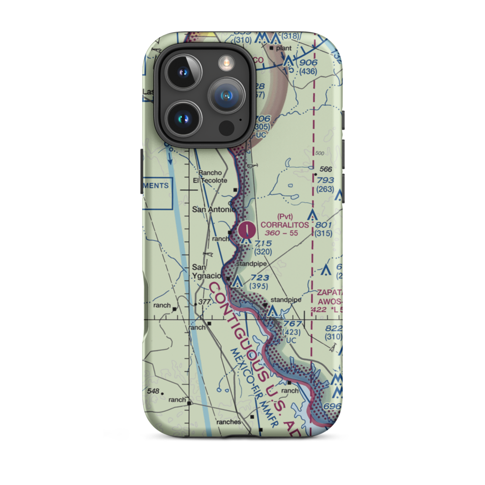 Corralitos Airport (XS94) VFR Sectional  Tough iPhone Case iPhone 16 Pro Max model shown