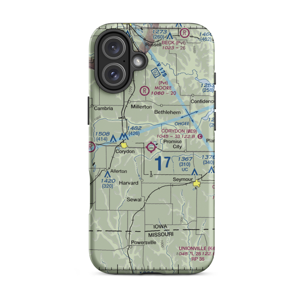 Corydon Airport (0E9) VFR Sectional  Tough iPhone Case iPhone 16 Plus model shown