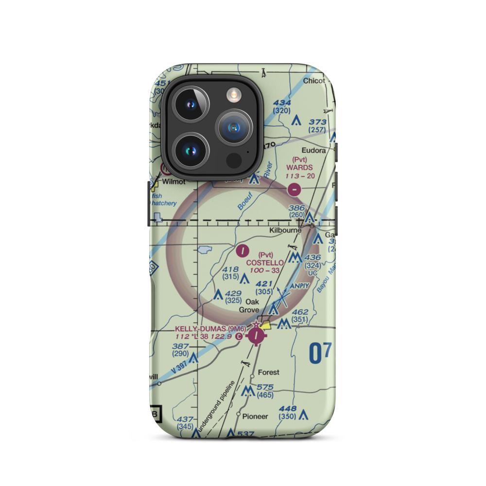 Costello Airport (2LA7) VFR Sectional  Tough iPhone Case iPhone 16 Pro model shown