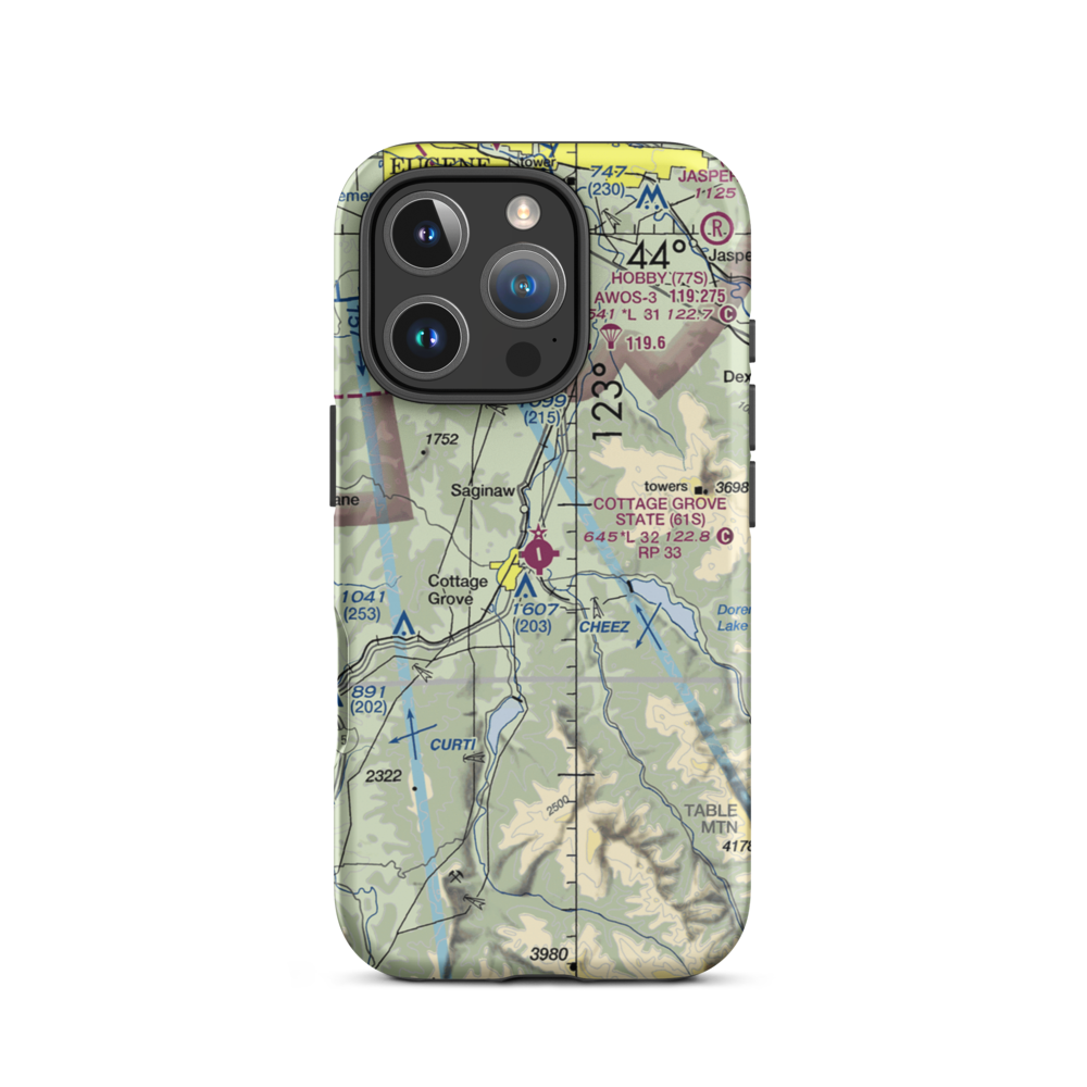 Cottage Grove State Airport (61S) VFR Sectional  Tough iPhone Case iPhone 16 Pro model shown