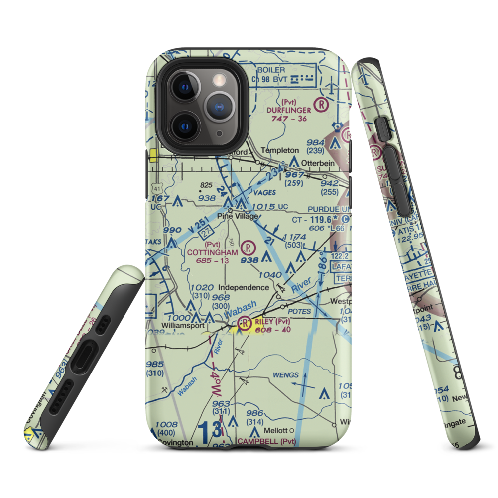 Cottingham Airport (1IN6) VFR Sectional  Tough iPhone Case iPhone 11 Pro model shown