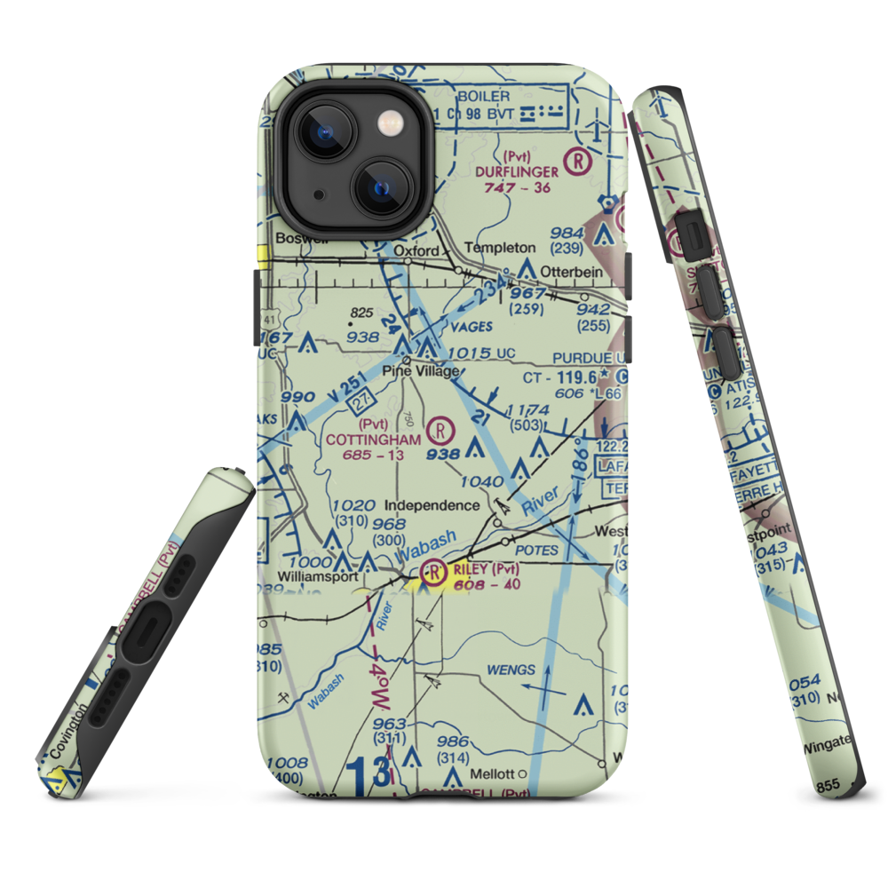 Cottingham Airport (1IN6) VFR Sectional  Tough iPhone Case iPhone 14 Plus model shown