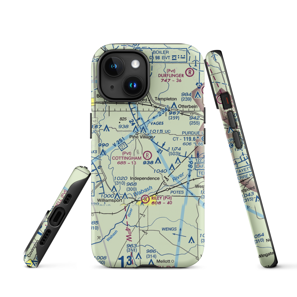 Cottingham Airport (1IN6) VFR Sectional  Tough iPhone Case iPhone 15 model shown