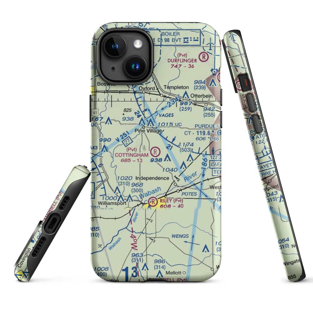 Cottingham Airport (1IN6) VFR Sectional  Tough iPhone Case iPhone 15 Plus model shown