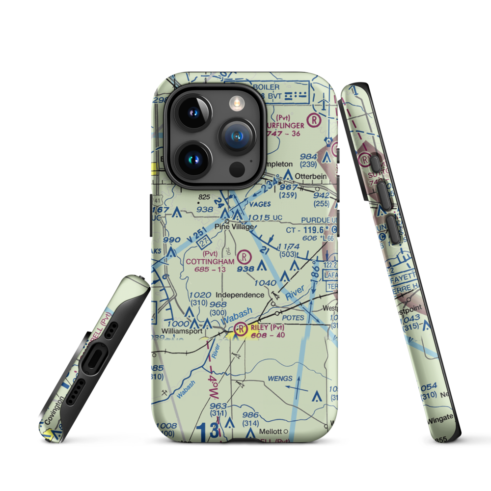 Cottingham Airport (1IN6) VFR Sectional  Tough iPhone Case iPhone 15 Pro model shown